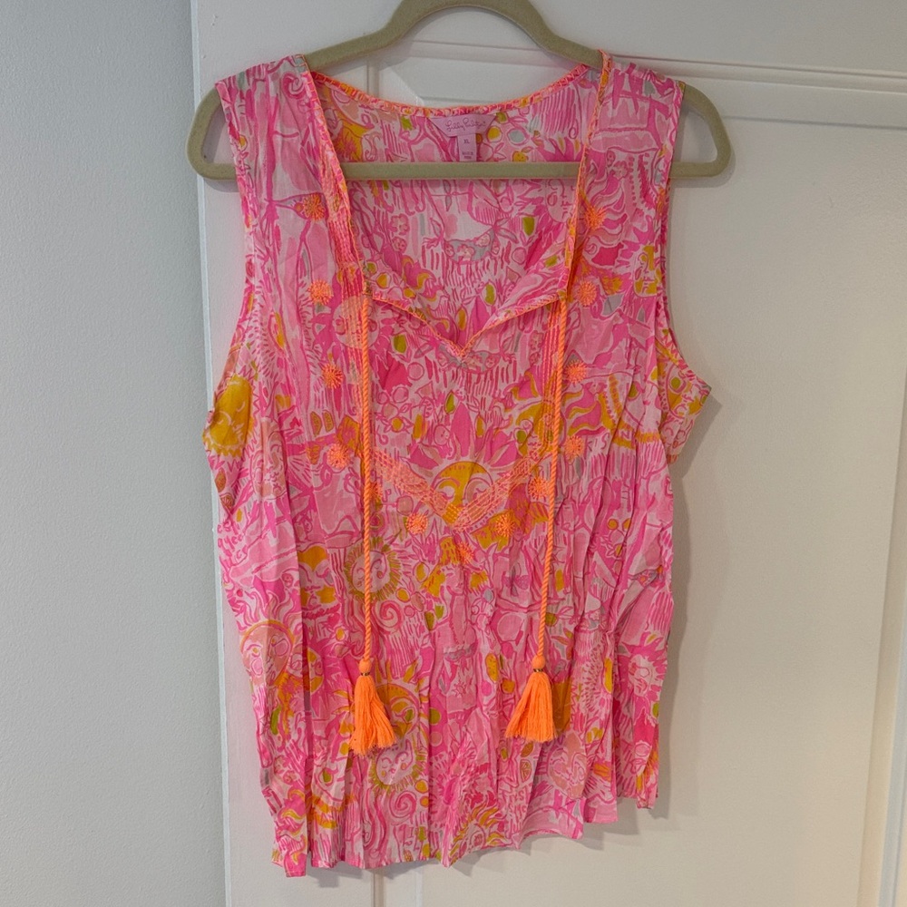 Lilly Pulitzer Pink and Orange Sleeveless Blouse